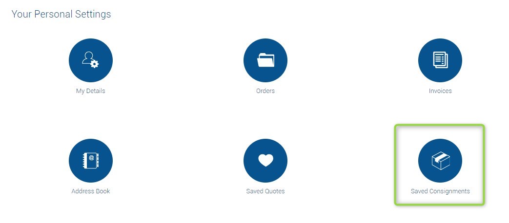The saved consignments option in your personal settings