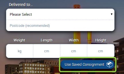 Saved consignments button on quote form