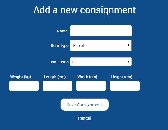 Add new consignment details