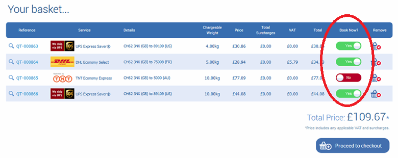Choose which orders you want to checkout