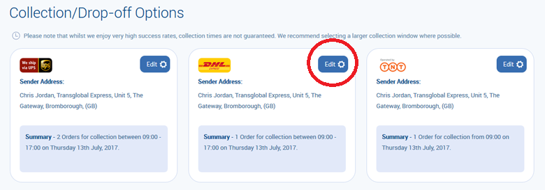Edit collection dates and times