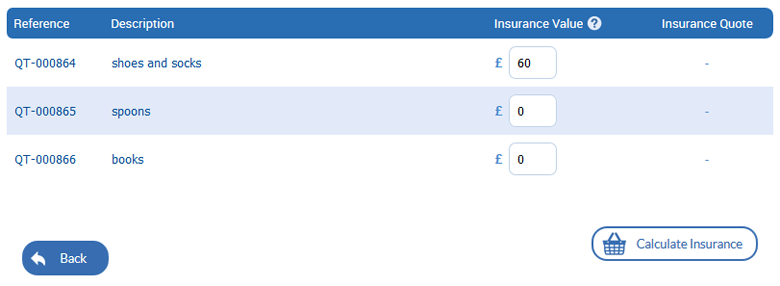 Add insurance values