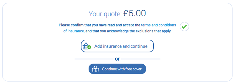 Add insurance and continue