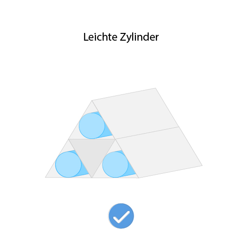 Dreieckige Versandrohre f&uuml;r leichtere Zylinder verwenden