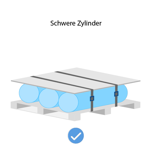 Binden Sie schwere Rohre auf eine Palette.