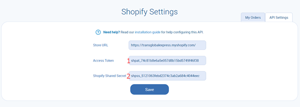 Shopify settings