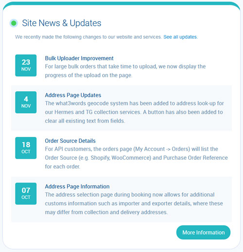 Site updates in your account