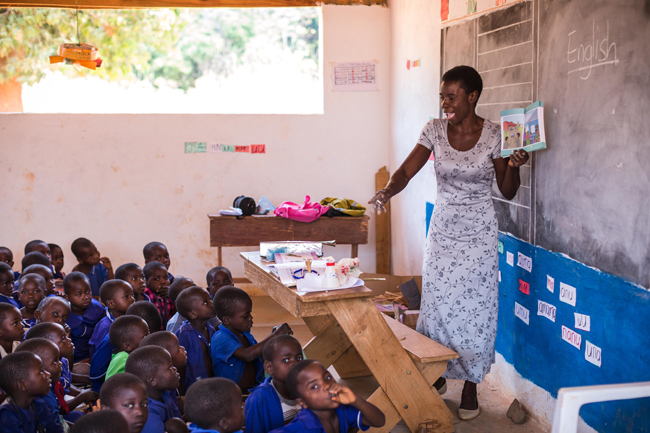 Classroom teaching in Malawi school