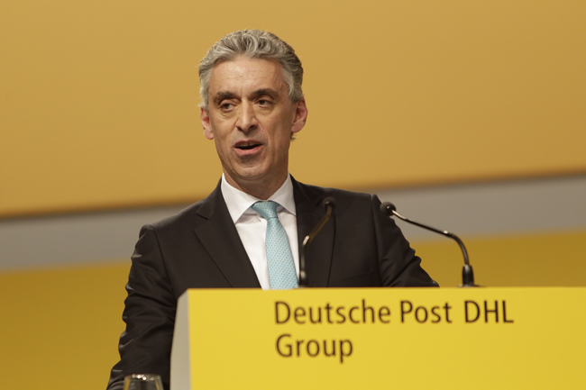 Frank Appel speaks at the DHL annual meeting