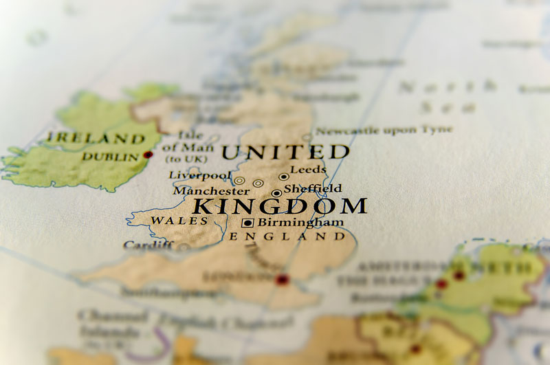 A map of the UK and the Republic of Ireland