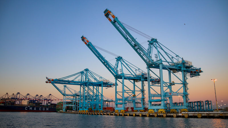 Container cranes at the Port of Los Angeles